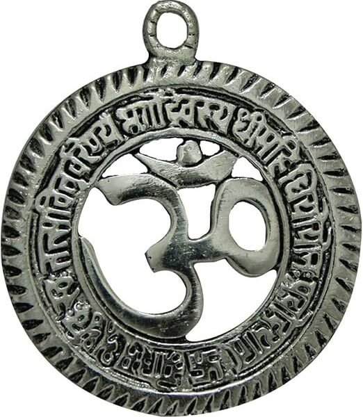 Símbolo hindú indio Sri Om Aum Gayatri Talismán colgante de regalo de amuleto decoración de buena suerte amuleto protección interior colgante de pared sala de estar/Vastu Meru Prastha Shree Yantra